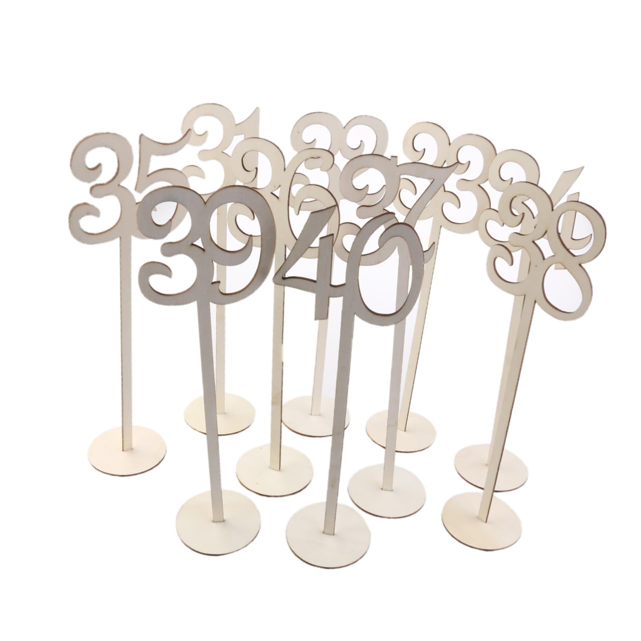 Alipis 10Pcs Wooden Table Numbers with Base for Wedding and Home Decoration for Guest Seating Assignments and Table Marking