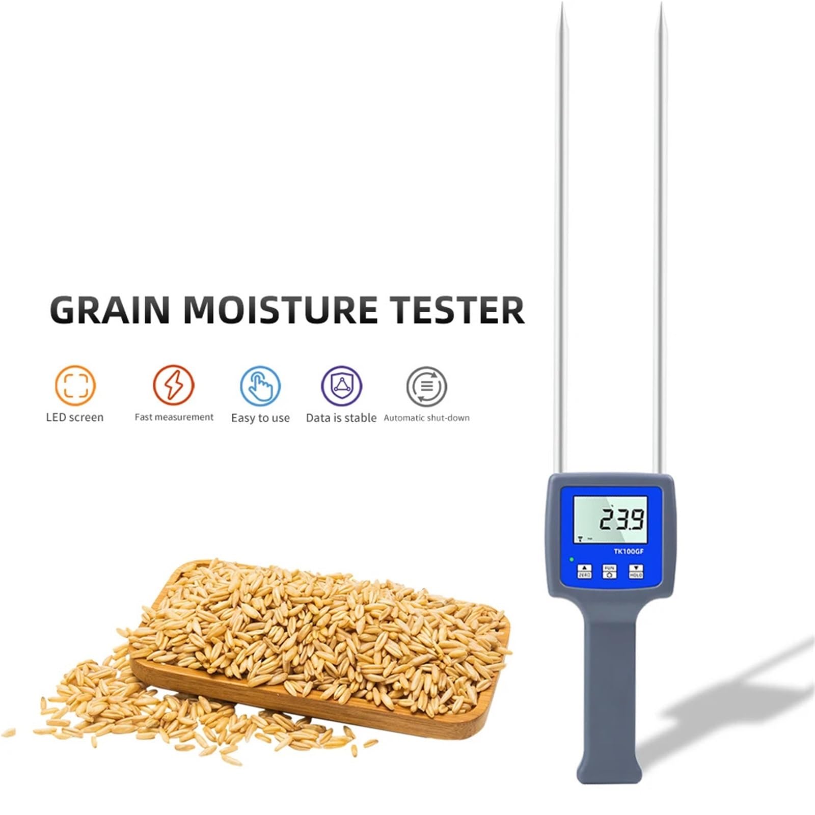 TK100GF Stärke Feuchtigkeit Tester LCD Digital Hygrometer Feuchtigkeit Analysator Feuchtigkeit Detektor for Mais Weizen Reis Bean Mehl