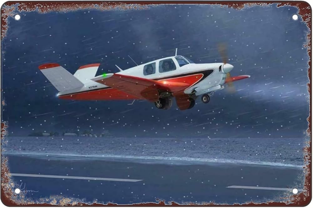 Airplane Beechcraft 35 Bonanza Military Aircraft Tin Sign Retro Art Plaque Wall Decor Funny Gifts for Cafe Home Kitchen Garage Bathroom Farm Garden Bar Metal Posters 8x12 Inch