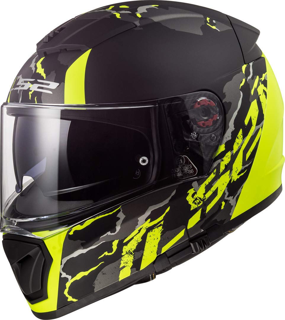 LS2 103902954XXS FF390 Breaker Feline Motorcycle Helmet XXS Matt Black H-V Yellow Automotive
