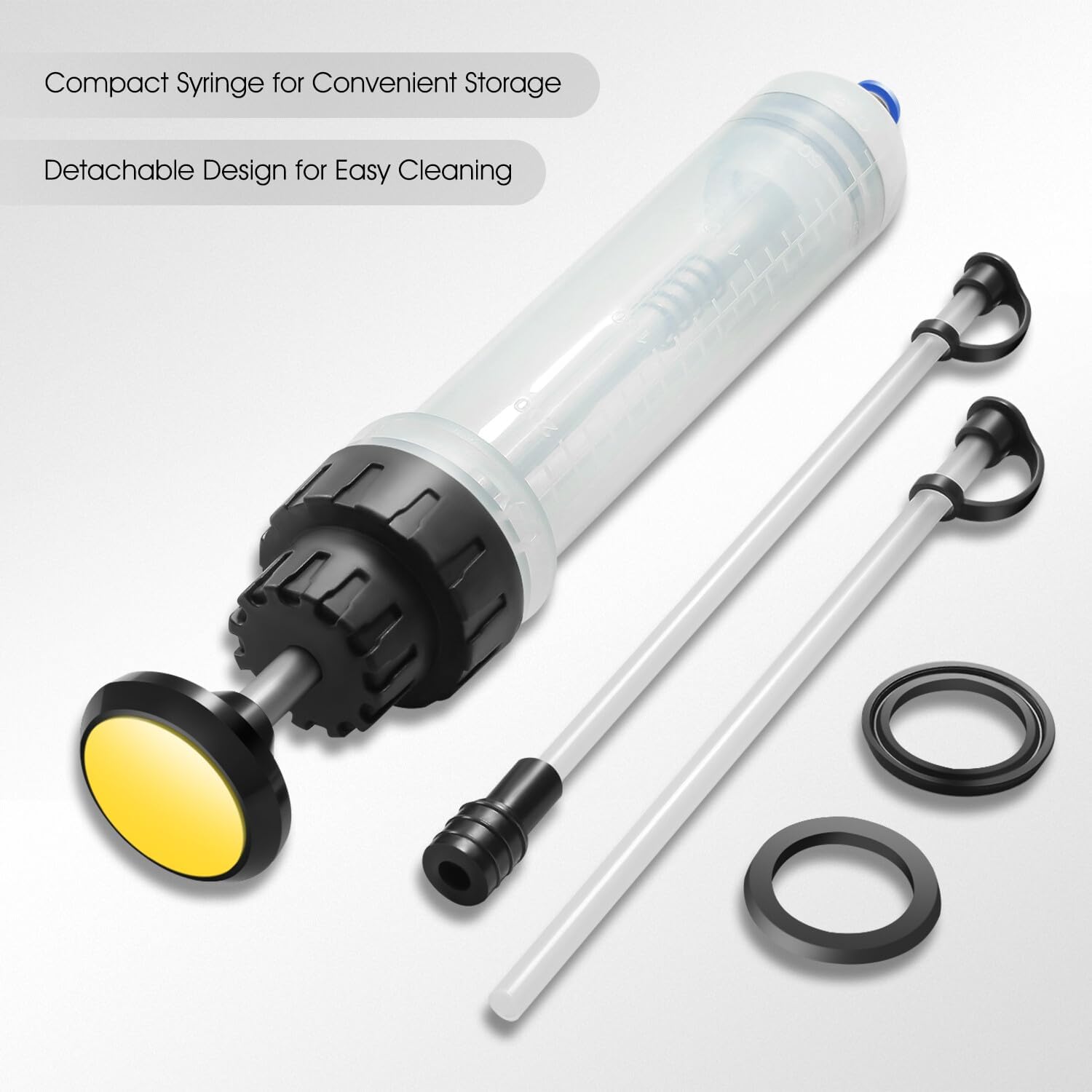 DNA MOTORING Fluid Extractor, 200cc Fluid Change and Fill Syringe Extractor with Extension Hose, Siphon Pump Hand Vacuum Pump Automotive Fuel Transfer Pump, TOOLS-00449