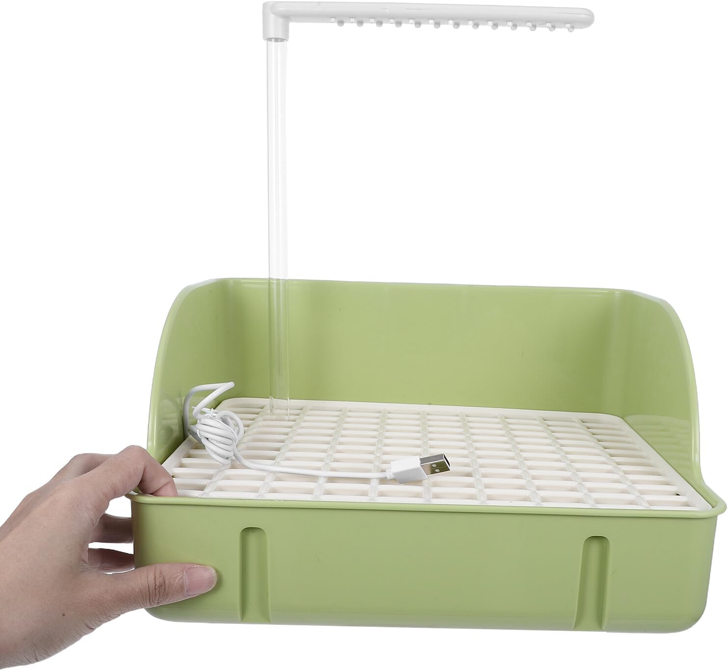 Automatic Bird Bath Tub with Circulating Water Pump, Green Parrot Shower Fountain with Double Tubes for Indoor Use, Small to Medium Pet Birds Bathing Accessory