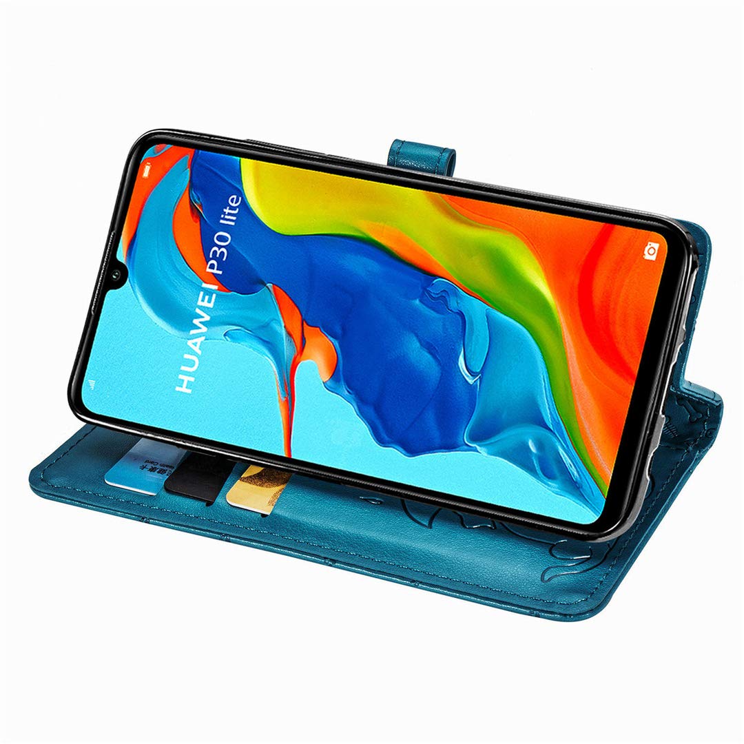 Saturcase Custodia A Portafoglio Con Magnete Per Huawei P30 - Pelle PU Con Fessure Per Carte E Contanti - Nero - 3