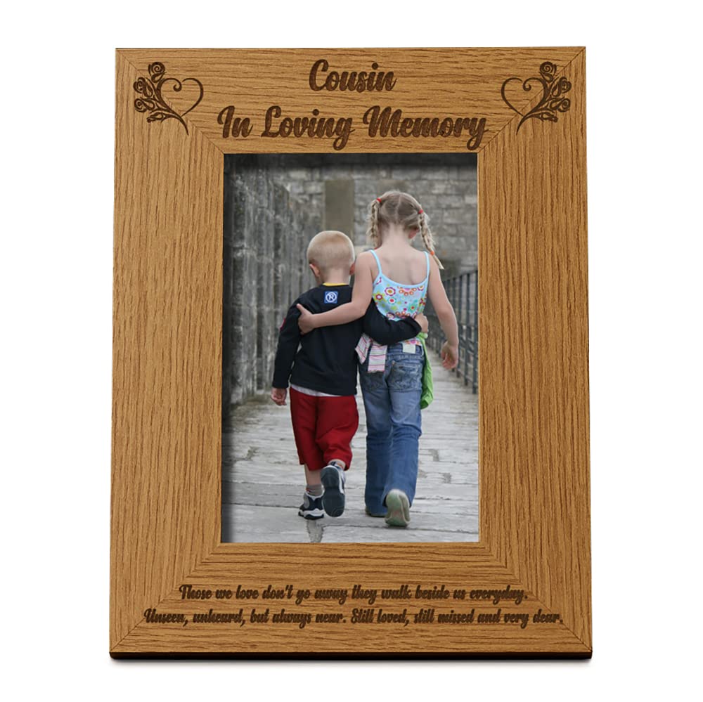 Ukgiftstoreonline Cousin In Loving Memory Remembrance Portrait Wooden Photo Frame Gift Fw446 (4 X 6 Inch)