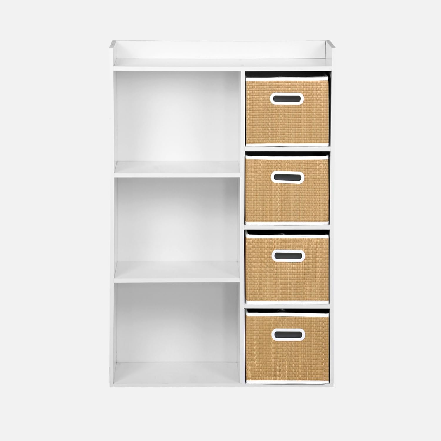 sweeek - Meuble de Rangement pour Enfant avec 7 Compartiments et 4 paniers Fibre Naturelle