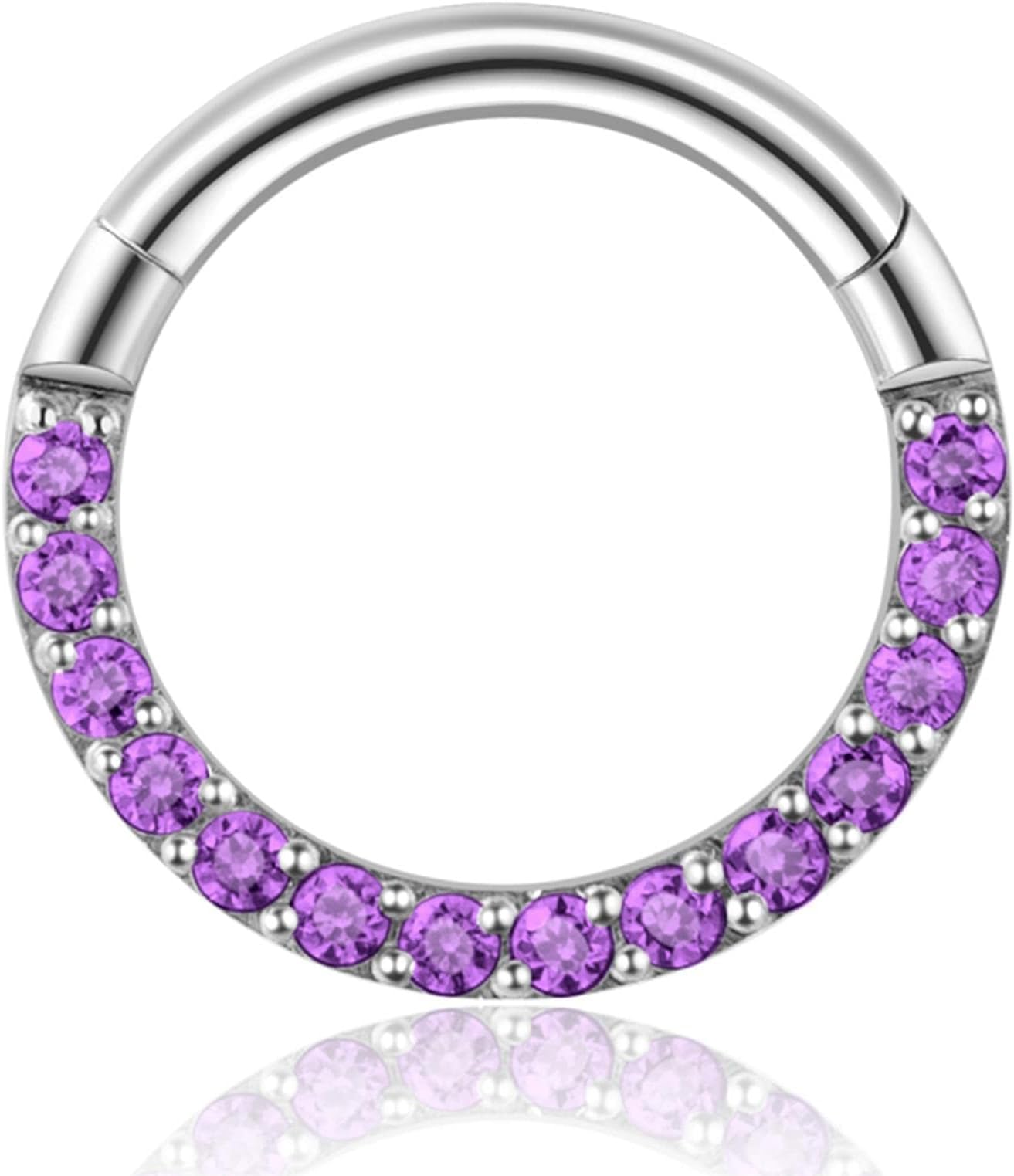 14G/16G/18G Surgical Steel Hinged CZ Septum Rings Clicker Daith Piercing Jewelry, Cubic Zirconia Small Nose Ring Hoops for Women Men, Diameter 6MM 7MM