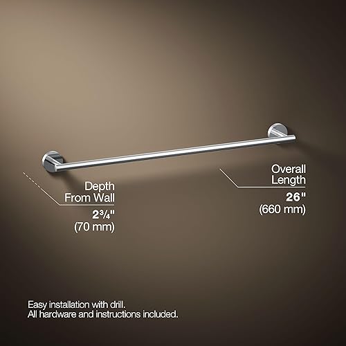 Miniatura 3 de Kohler 27287-CP Elate Toallero de 24 pulgadas, cromo pulido
