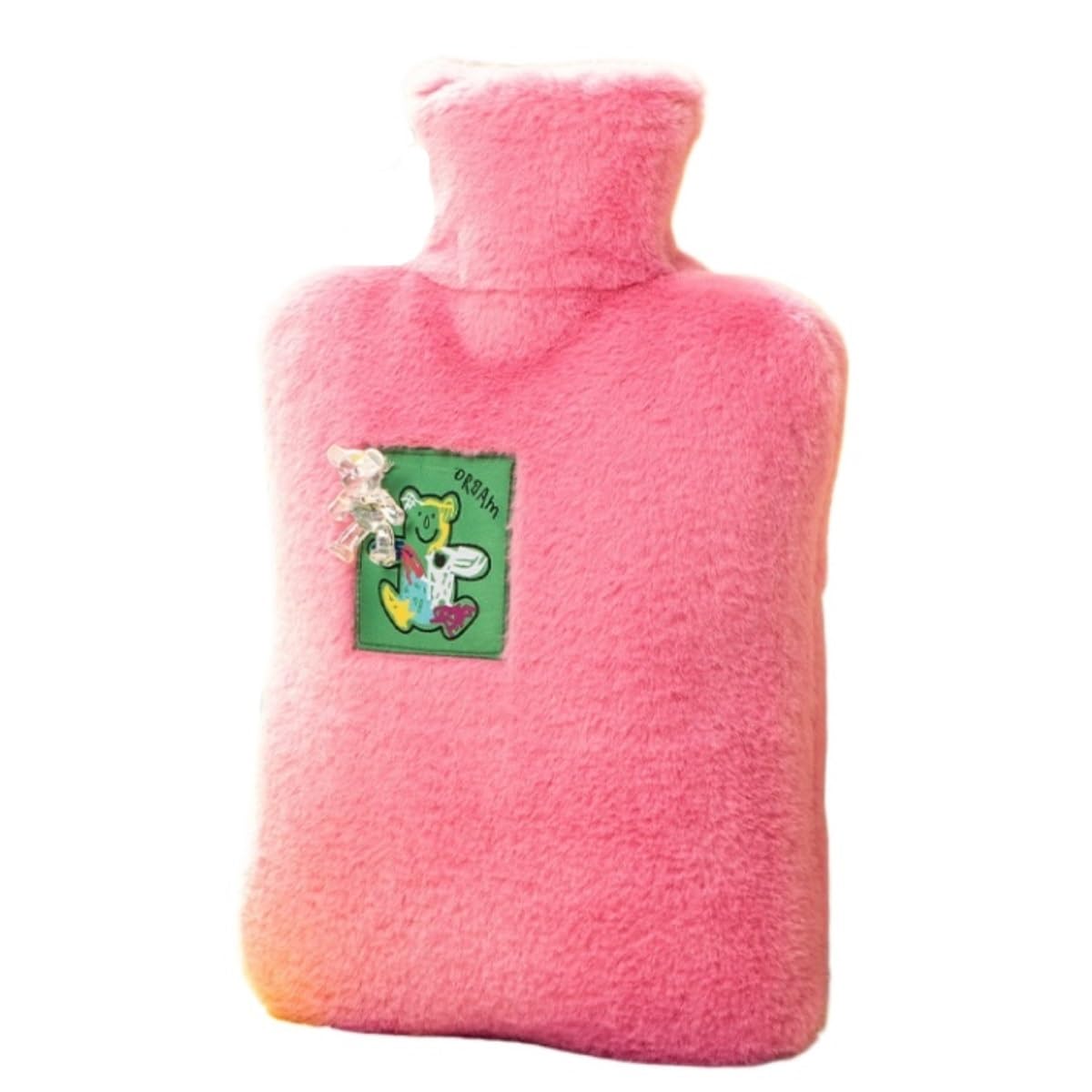 Termofory Torba na Gorącą Wodę Pluszowa Termofor Napełniony Wodą Z Materiałową Osłoną, Napełniony Wodą Podgrzewacz Do Rąk Ciepła i Komfortu(Pink)