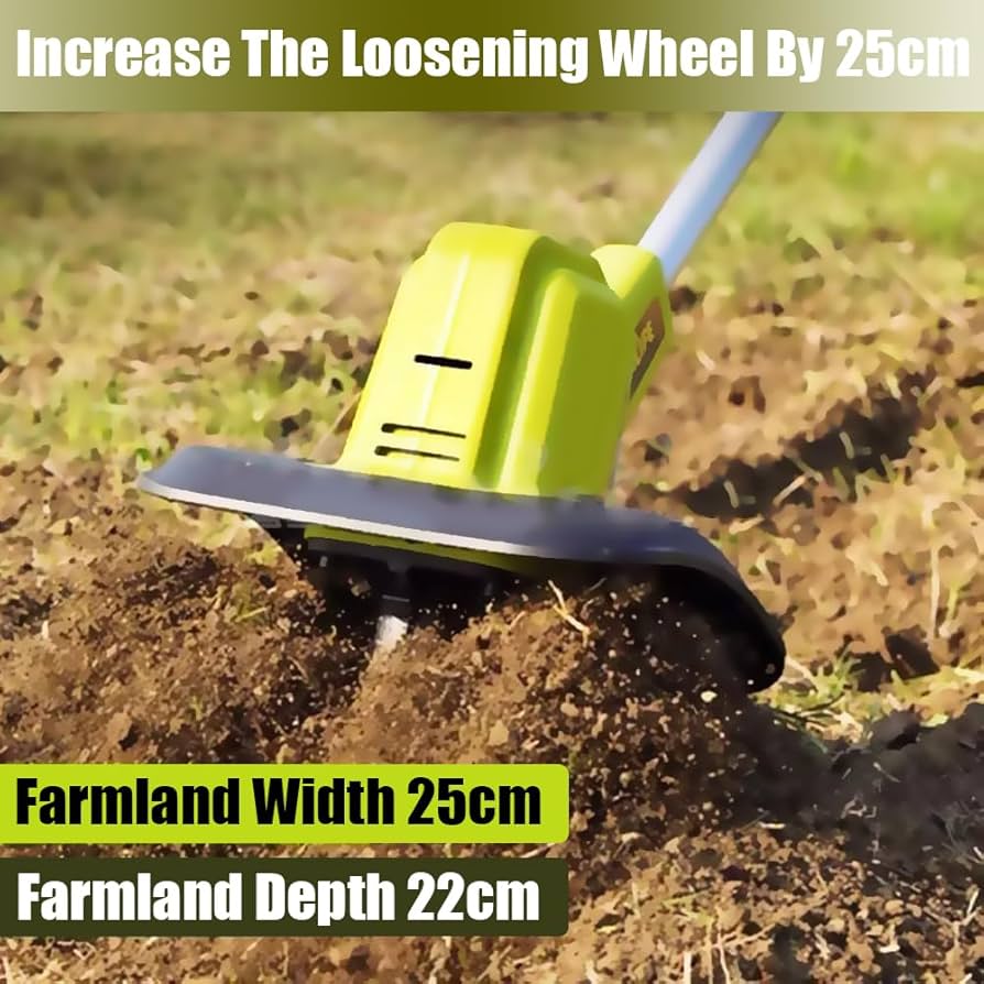 Electric Tiller ,Cordless Garden Tiller Rotavator With Rechargeable Battery And Charger Tillage,Depth 17cm, Cultivated Land Width 10cm, Adjustable
