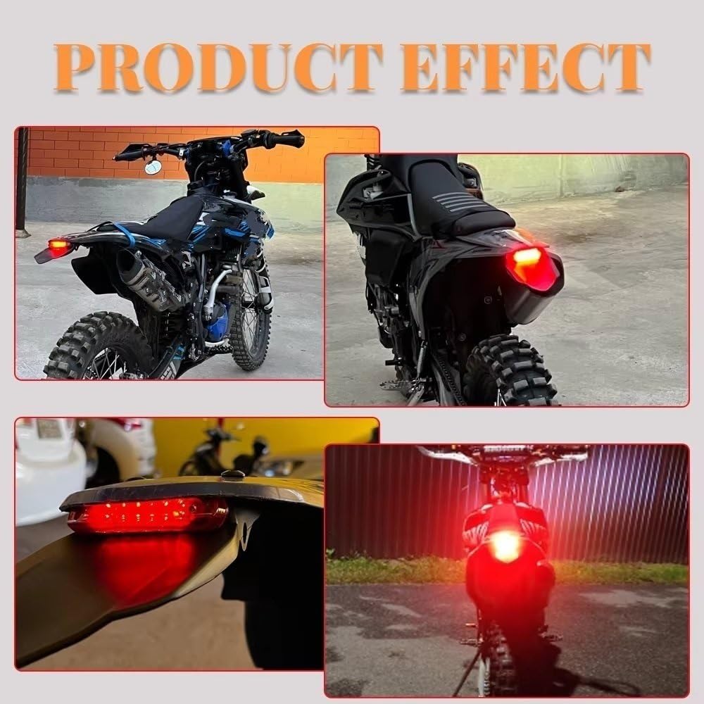 Feu Arrière De Moto pour Enduro Frein Vélo Tout-Terrain Support Plaque D'immatriculation Garde-Boue Support Plaque D'immatriculation(Noir)