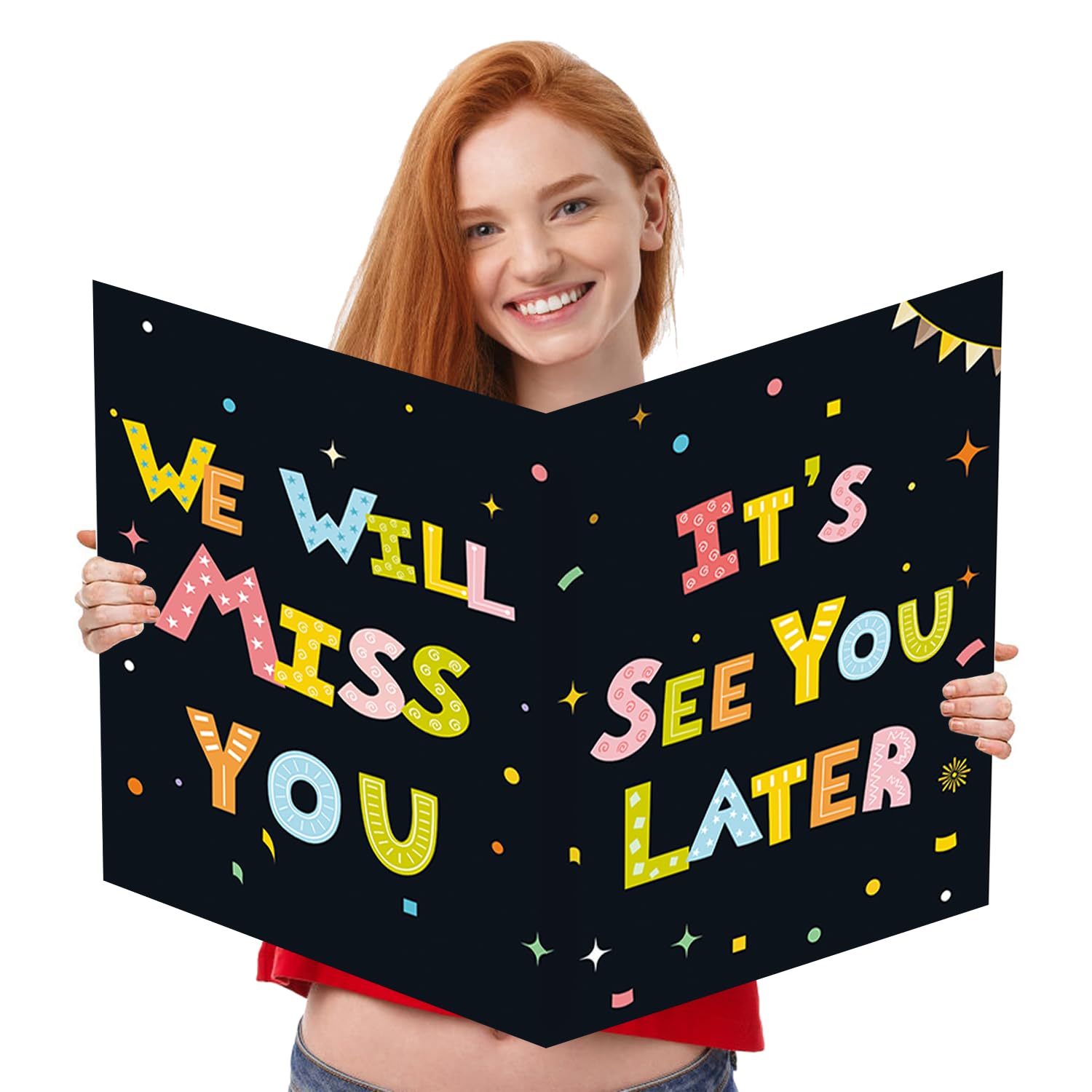 We Will Miss You Card,Farewell Party Decorations, Jumbo Farewell Card With Envelope, Funny Going Away Gift for Coworker Men Women, Goodbye Good Luck