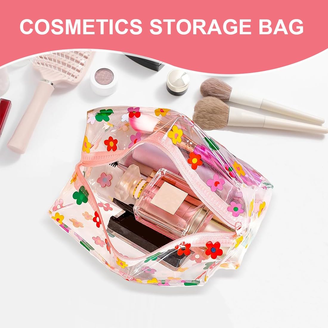 2 Pezzi Beauty Case Trasparente, Beauty Case da Viaggio Borse da Toilette Sacche Trasparenti da Aereo Trousse Trucchi con Cerniera Kit Viaggio Pochette Trasparente per Cosmetici Donna Uomo