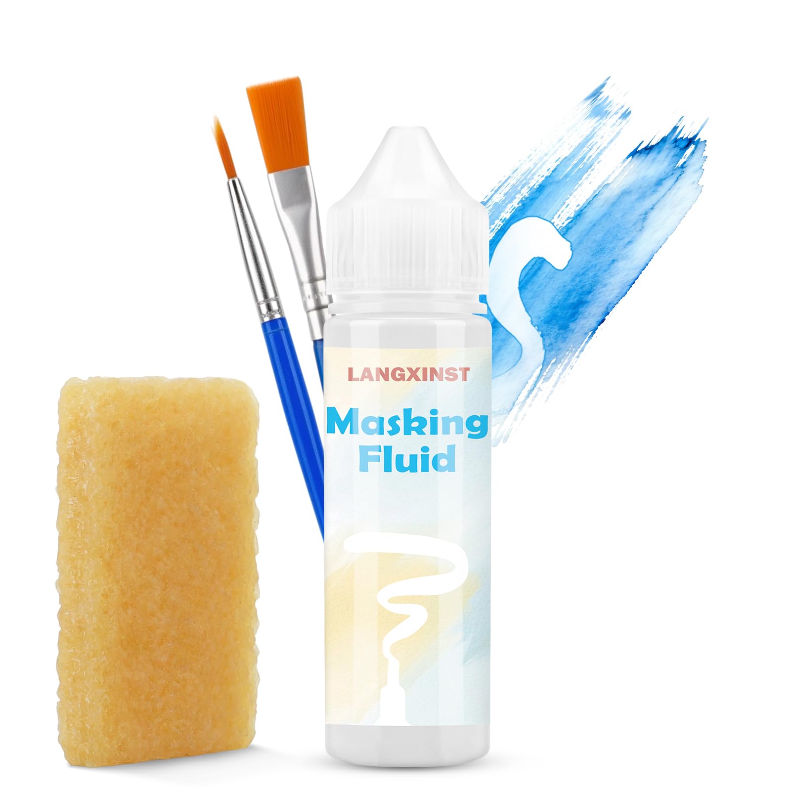 Photo 1 of 30ml White Masking Fluid for Watercolor Painting, Resistant Ink and Pouring Paint, Watercolor Masking Fluid Keeps Areas Colorless and Edges Sharp, Art Supplies for Artists
