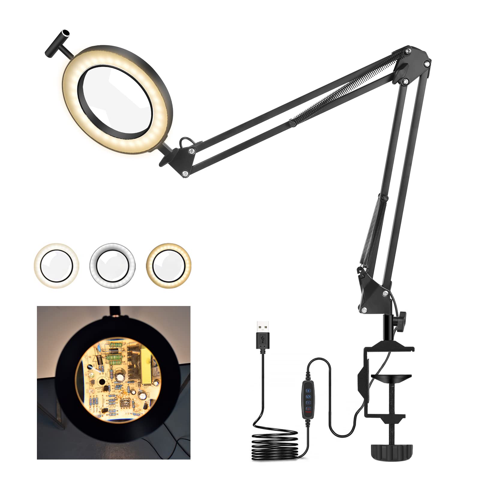 Buy Magnifying Lamp with Clamp, Magnifier Desk Lamps with 5X Magnifying