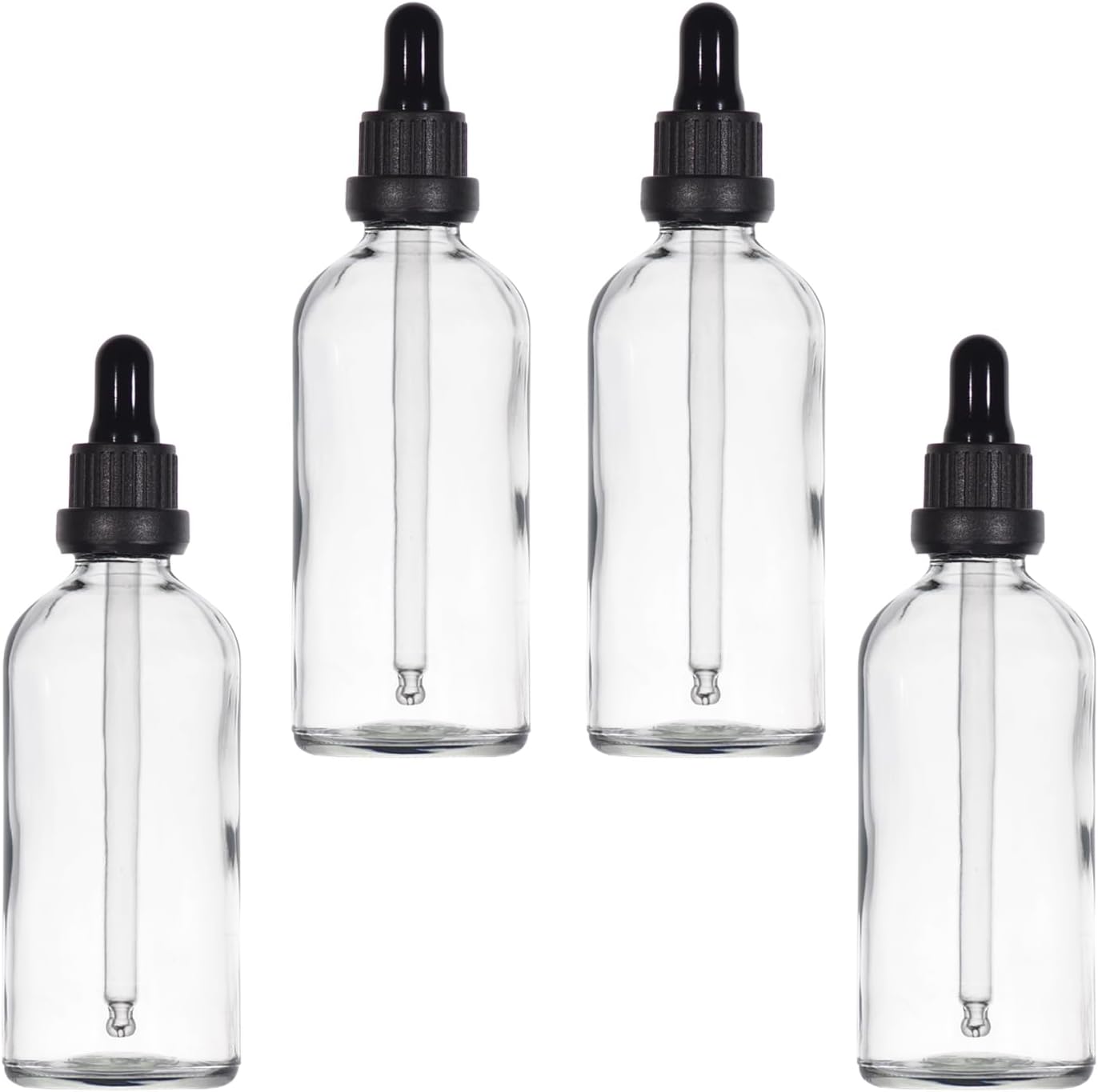 YIZHAO Clear Glass Dropper Bottle 4oz, Tincture Bottles with Glass Dropper, for Essential Oils, Aromatherapy, Cosmetic, Laboratory, Pharmacy, Liquids, Travel –4 Pcs 100ml-4 Transparent