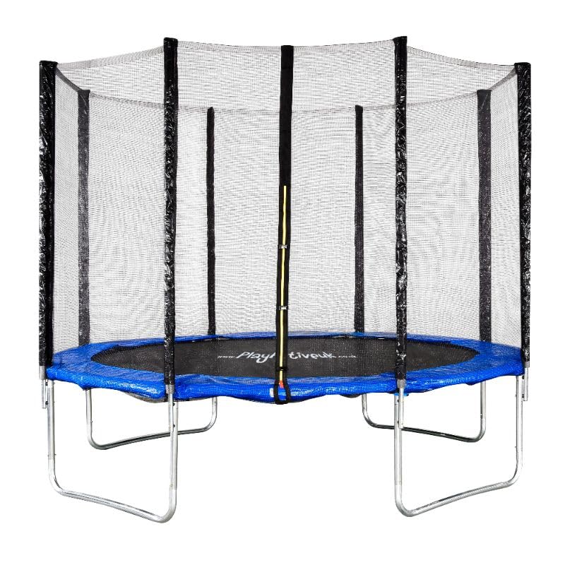Trampoline for Kids - 6ft/8ft/10ft/12ft/14ft/16ft, Safety Enclosure Net, Ladder, Weatherproof Cover & Shoe Bag Included - Durable Outdoor Bouncing Fun (Blue, 8ft) โ image 1