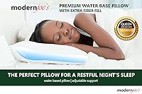 Vista 3 de Modern Joe's - Lujosa almohada de agua tamaño Queen (20 x 28), con relleno de fibra de apoyo adicional. Soporte ortopédico ajustable y almohada