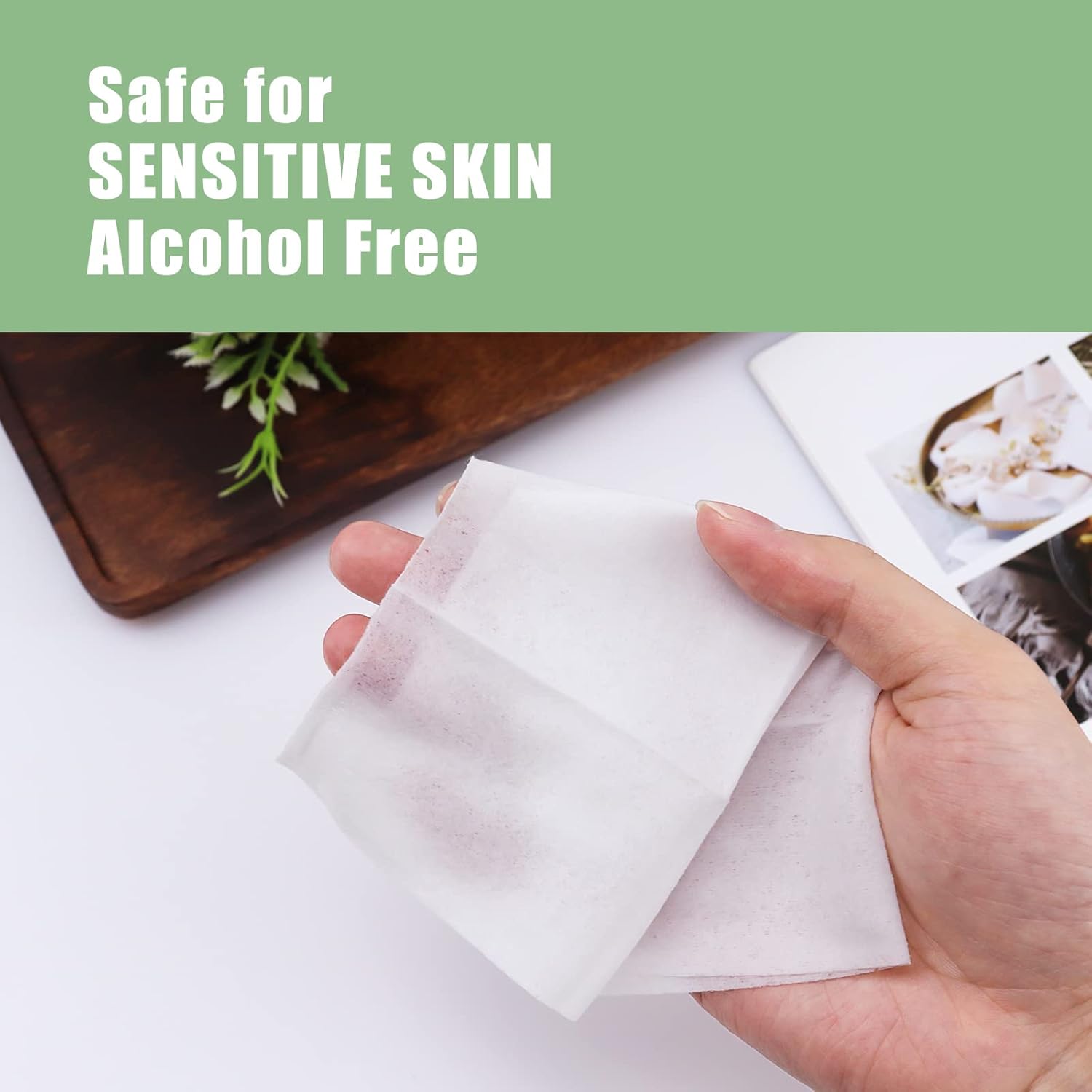 500 pcs Tea Wet Wipes Individually Wrapped, Disposable Skin Cleansing Wipes, Individual Wrapped, Safe, Convenient, Lightweight, Aloe Vera for Butt, Hands, Face Cleaning, Daily Use, Green Tea.