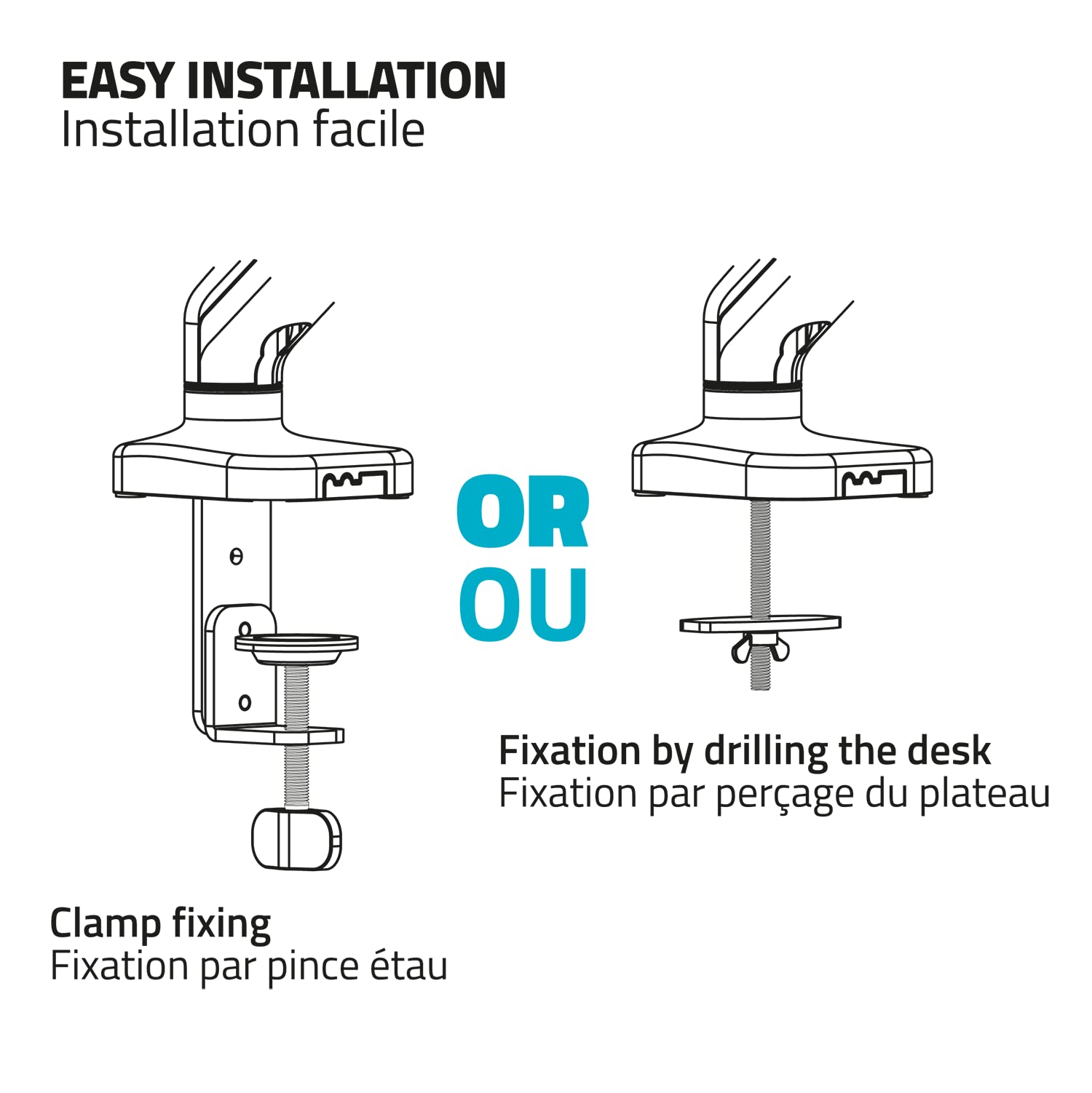 AD ADVANCE - Support Ecran PC Vesa 17 à 32 Pouces | Bras Articulé Ecran PC pour Moniteur | Vérin à gaz | Charge 2 à 9 kg | Hauteur & Inclinaison Ajustable | Rotation à 360