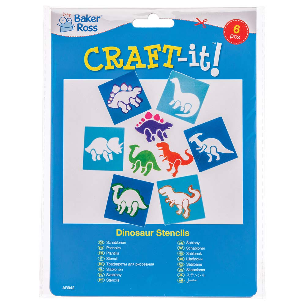 Baker Ross AR942 Pochoirs dinosaures lot de 6 loisirs créatifs pour enfants
