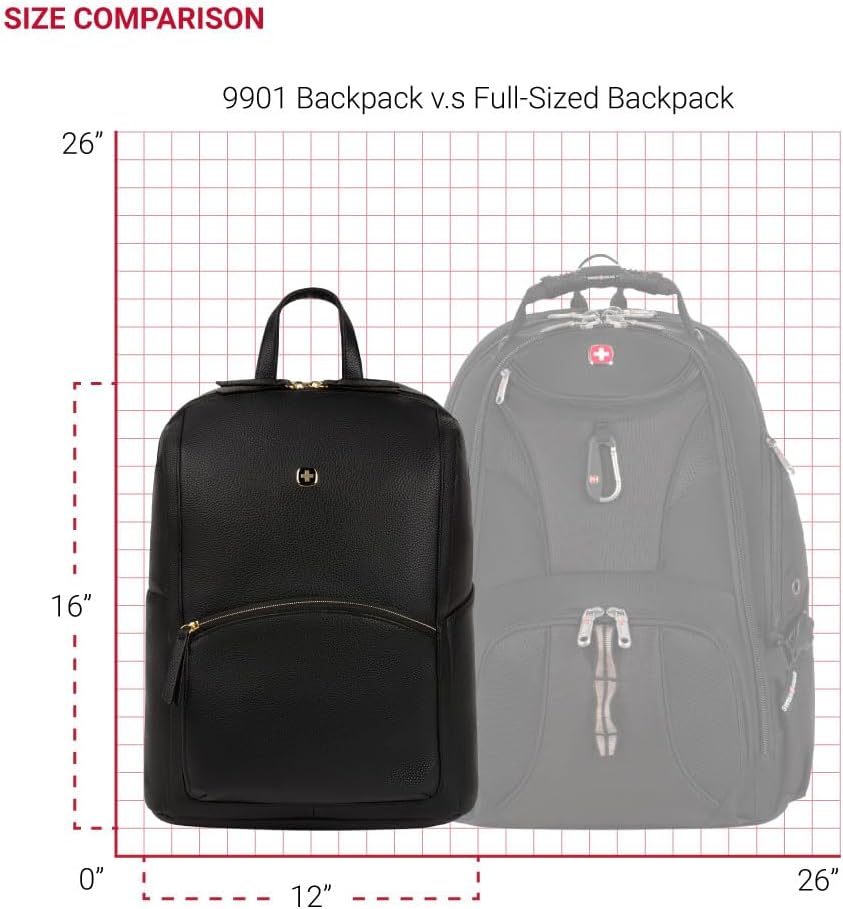 SwissGear Serenity Luxe Women's Laptop Backpack, Laptop Bag Fits Most 13-Inch Laptops, Black, 16 Inches - Image 2
