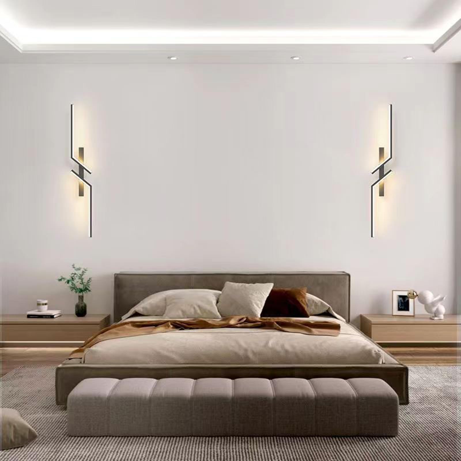 Akku LED Wandlampe Innen mit Bewegungsmelder Wandleuchte USB Aufladbar Wandbeleuchtung Kabellose Batterie Batteriebetrieben 4000K für Schlafzimmer Wohnzimmer Treppe (Schwarze,120cm)