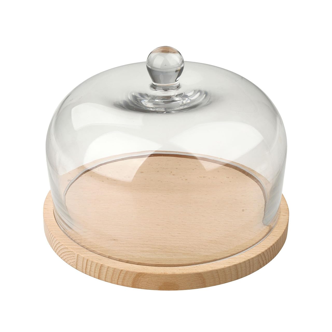 Fackelmann 31035 - Cupola per formaggio, campana da formaggio, vassoio per formaggio, legno certificato FSC, vetro, 24 x 16 cm