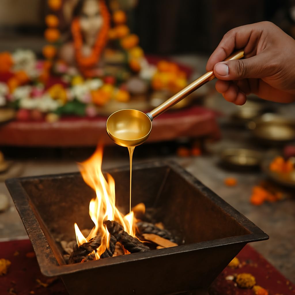 Pure Copper Homa Spoon - Ritual Offering Spoon -5 Pure Copper Homa Spoon - Ritual Offering Spoon -5