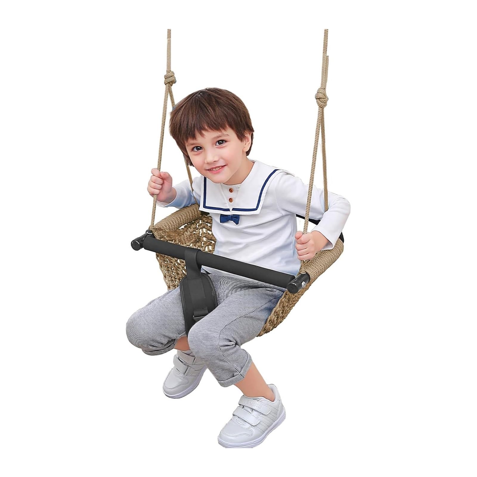 Swing Seat For Kids,Little Swing Set,Hand-Knitting Toddler Swing With Adjustable Ropes