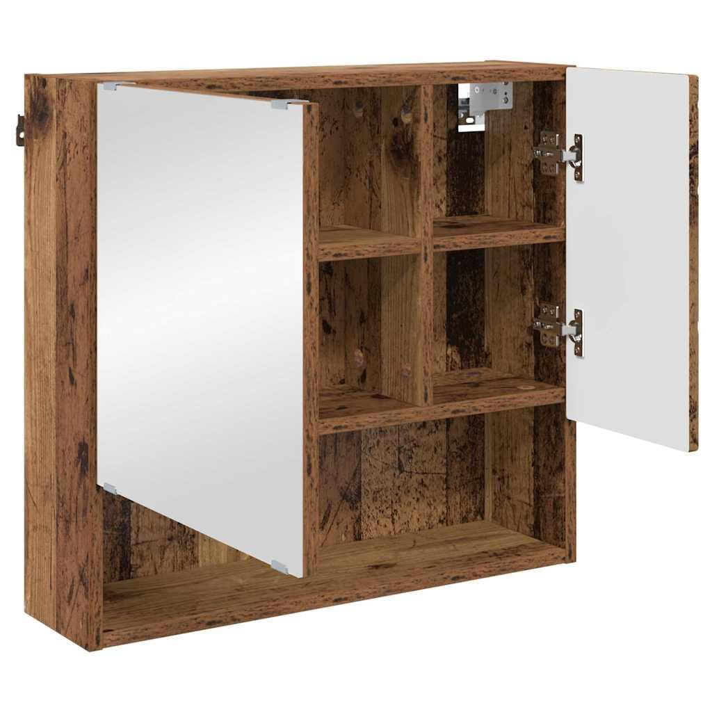 Moderner Badezimmer-Spiegelschrank mit Tür aus Holzwerkstoff, 59 x 17 x 55 cm, wandmontiert, mit viel Stauraum für Toilettenartikel und Kosmetik, minimalistisches Design