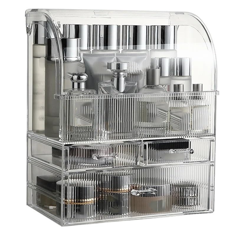 Organizador De Maquillaje Caja organizadora de Maquillaje con Tapa, Organizador cosméticos, Caja Almacenamiento Transparente Gran Capacidad, cajón for
