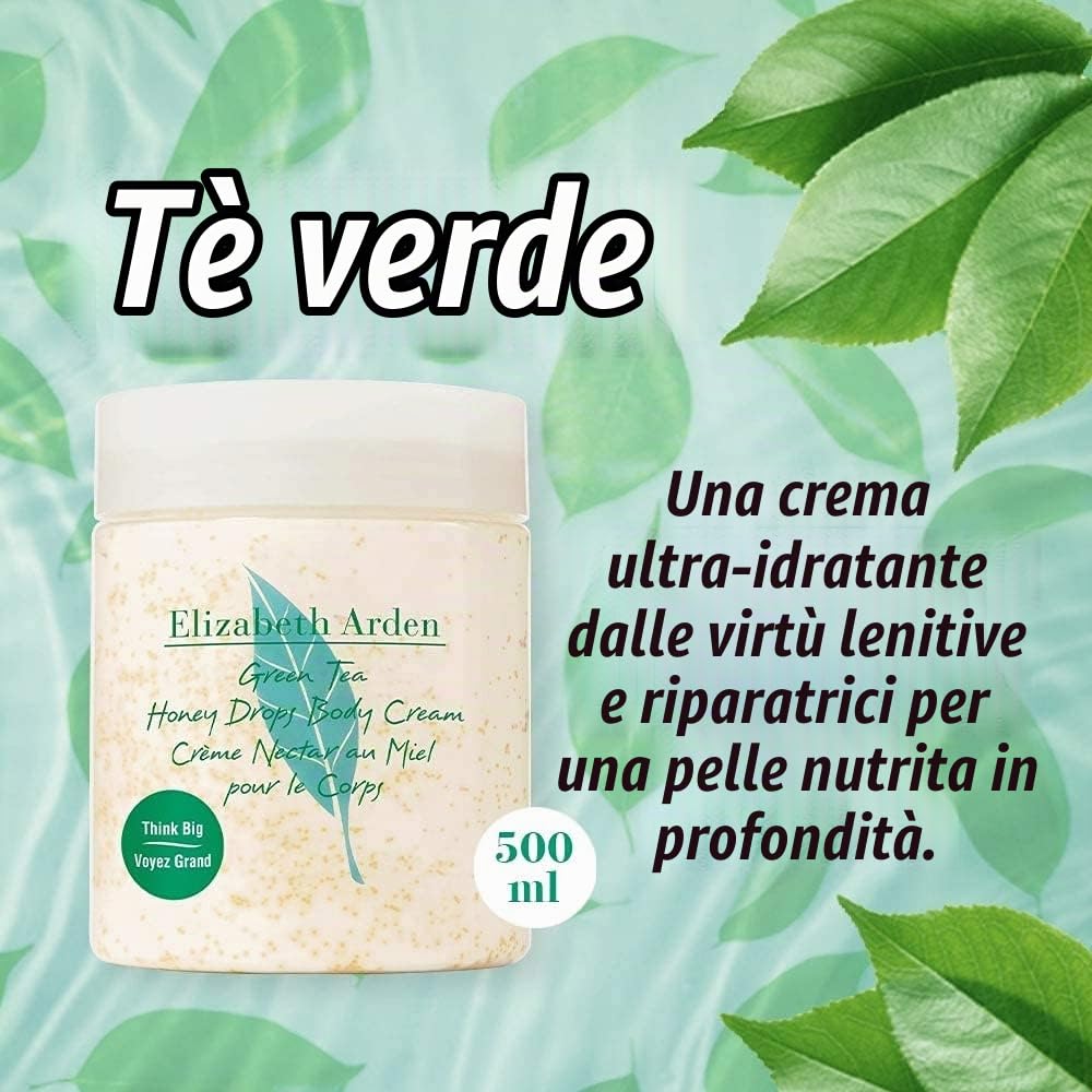 Elizabeth Arden - White Tea, Crema Corpo al Tè Bianco, 400 ml + Green Tea Honey Drops, Crema Corpo al Tè Verde e Gocce di Miele, Rigenera Anche la Pelle Arida, 500 ml