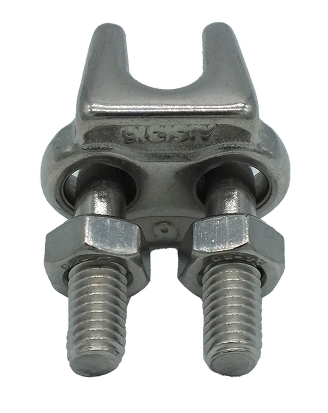 DuraBrite Type 316 - Abrazadera para cable de alambre (acero inoxidable, tamaños de cuerda de alambre de 1/16 a 3/8 pulgadas)