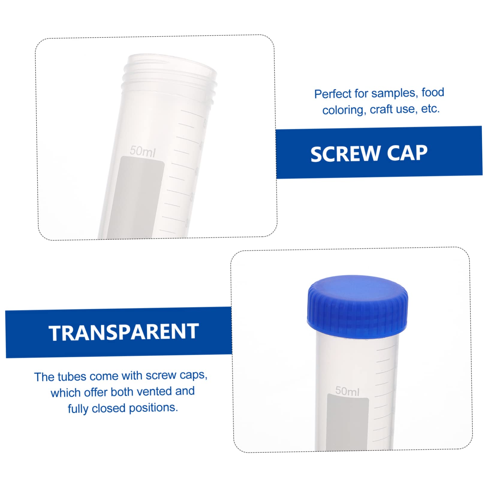 Tubes à Centrifuger Coniques Lot de 50 Pièces 50ml en Plastique