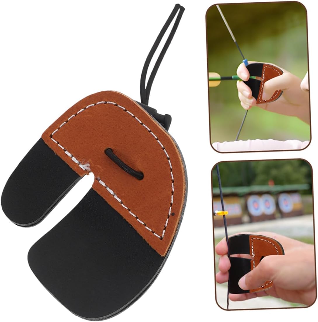 2pcs Leather Archery Finger Tabs for Adults Double-Layer Finger Guards with Comfortable Fit Easy to Wear Protective Gear for Bow Shooting Practice and Competition