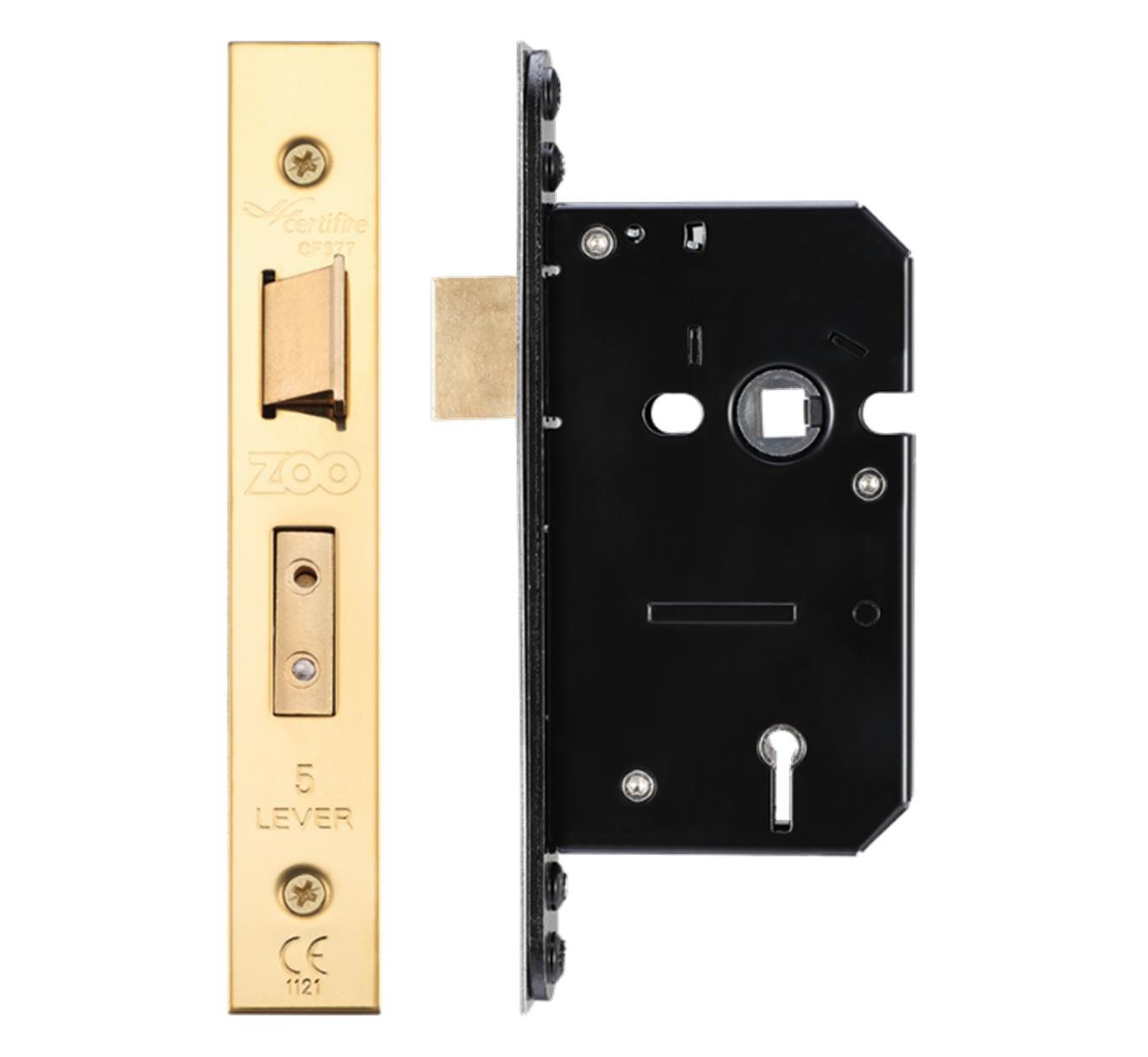 Zoo Hardware 5 Lever Mortice Sash Lock 64mm PVD Brass Forend and Strike From The Door Handle Store