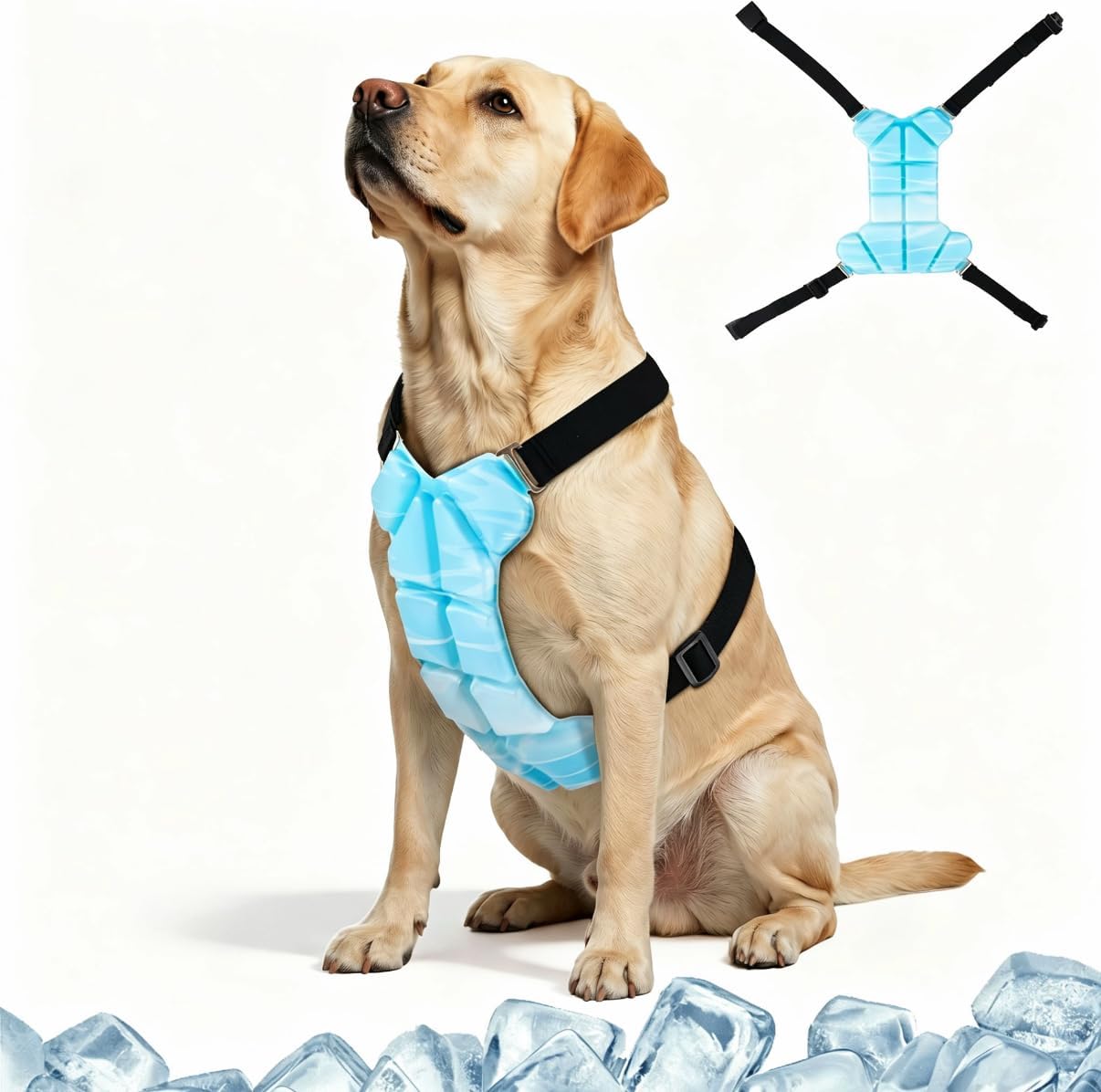 Cooling Vest, 30% Lighter Than Water Vests, Dry-Chill Lightweight Physical Gear (Prevents Over-Chilling), Adjustable Stretch Cords, dog cooling vest for Indoor Outdoor, Hot Weather (L: 53-110l)