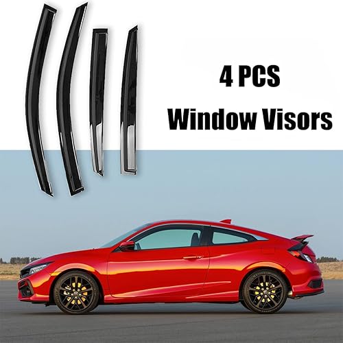 Miniatura 3 de AutoJoy Club Viseras adhesivas para ventana de montaje exterior, compatibles con Honda Civic Coupe 2016-UP de 2 puertas, 10 generación, deflector de