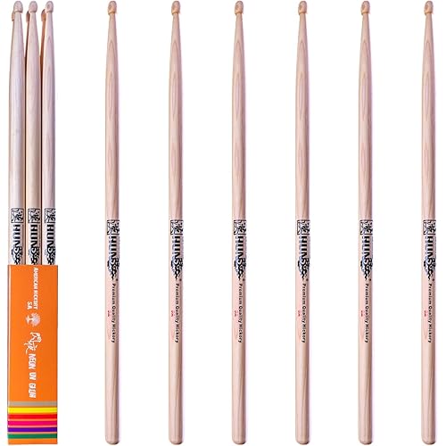 3-pairs Anti-slip Coating Drumstick,Classic 5A Drum Stick, Premium Hickory Drum Stick, Hard Wood Drum Stick,for Acoustic or Electronic Drum, weight and picth matched. High-end Drum Stick.