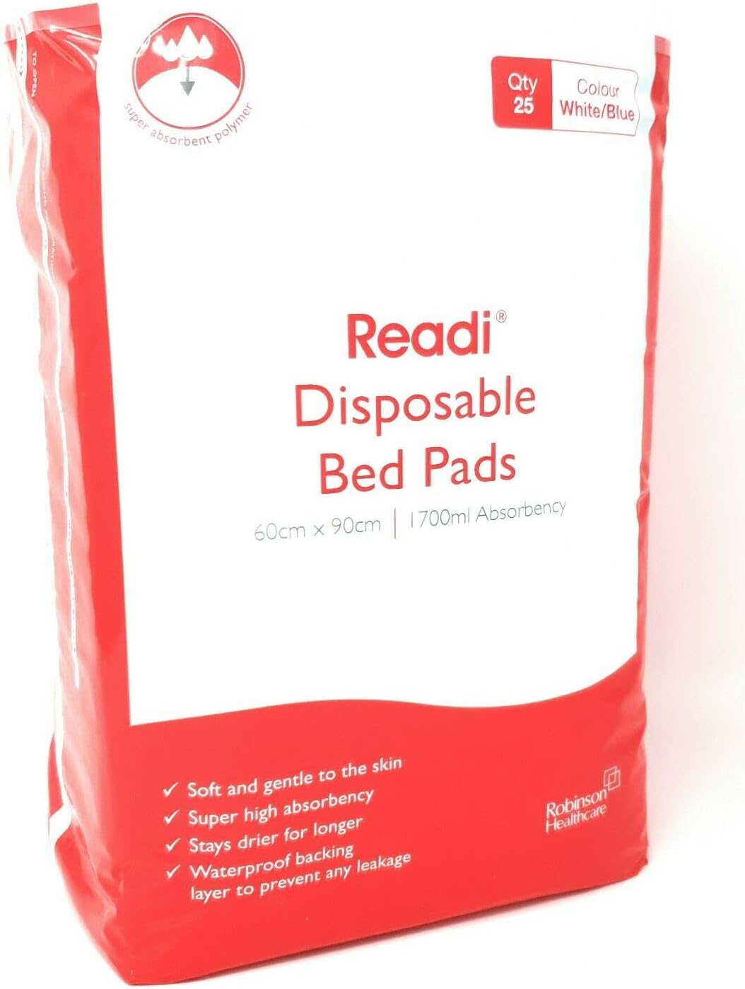 Readi Disposable Incontinence Bed Pads 60 x 90cm 1700ml Absorbency Pack of 25