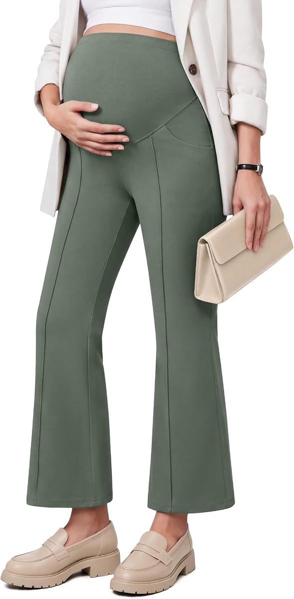 G4Free EverGoing Pantalones de vestir de maternidad Leggings de tobillo para embarazo con bolsillo