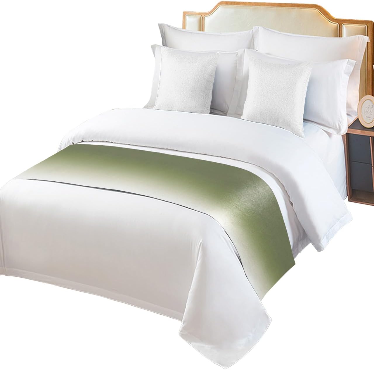 Gradual Sage Green Bed Runner Scarf Bedding Accessory For Full Size Bed,Soft Bed Scarves And Runners Stainproof Dustproof Bedroom Protector For Hotel,Modern Solid Color Aesthetics Art 83"x20"