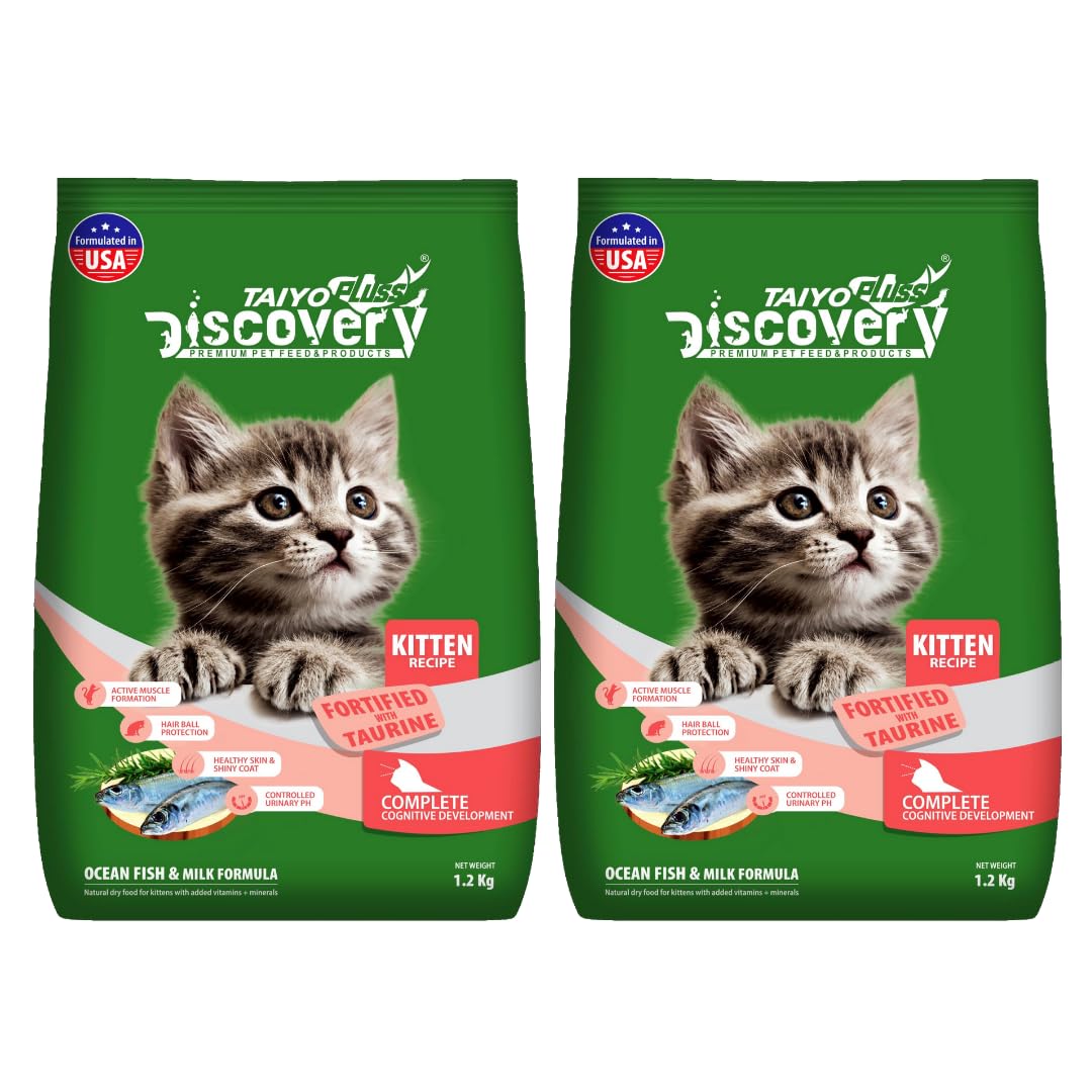 Taiyo Pluss Discovery® Kitten (1-12 Months) Complete Dry Cat Food, Ocean Fish Flavour - 2.4 kg (1.2 kg Pouch - Pack of 2) (B0CGV55BJ9) Amazon Price History, Amazon Price Tracker
