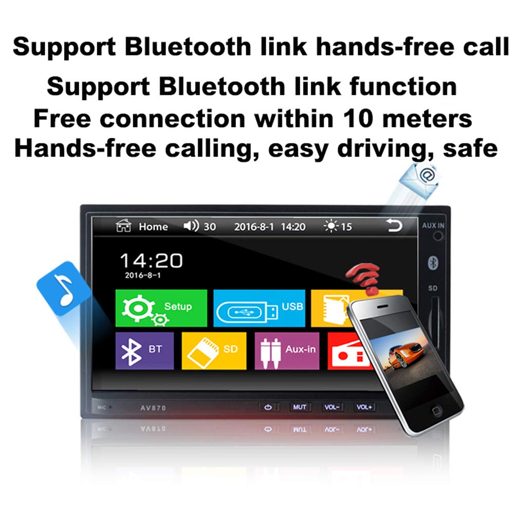 NC 7 Pulgadas Europeo Americano 2 DIN de Marcha atrás HD MP5 RDS FM/Am MP4MP3 máquina de inserción de Radio de Coche Manos Libres/música Bluetooth (Without Camera)