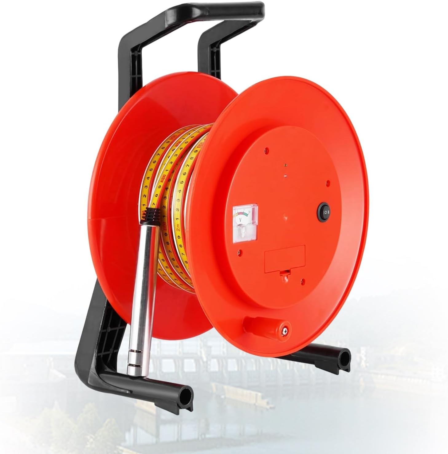 Groundwater Level Gauge, Water Depth Meter with Stainless Probe, Steel Tape Measuring System, Audible Buzzer Indicator for Well and Borehole Inspection 10m to 300m(100m)