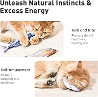 Vista 6 de Petgravity Bite-Sized Realistic Flopping Fish Cat Toys, 3 Pack, Interactive Cat Toys for All Breeds, Tap-Activated 3 Flapping Mode