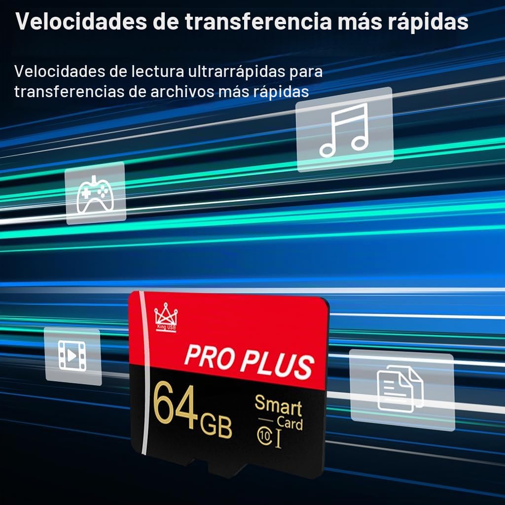 Paquete de 5 tarjetas de memoria de 64 GB con adaptador, tarjeta de memoria de alta velocidad, UHS-I C10 A1 tarjeta TF para tableta/teléfono móvil/cámara/audio del coche/consola de juegos (TF295 64 GB