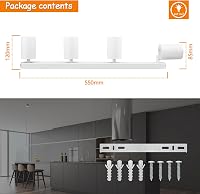 Plafonieră LED KYOTECH cu 4 spoturi GU10 rotative și reglabile, alb mat, fără becuri, pentru dormitor și sufragerie 5