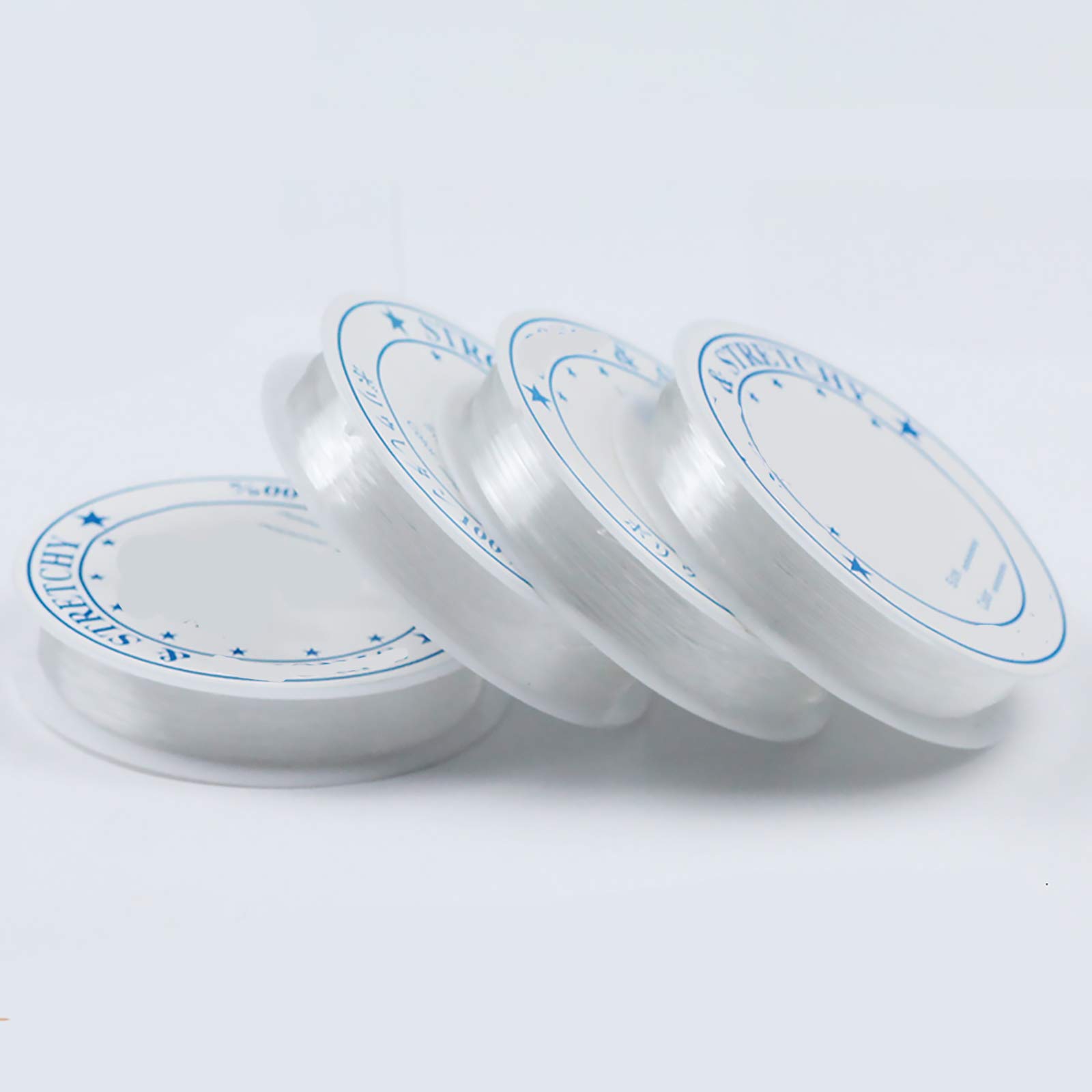 1.0mm Elastic Bracelet String Cord Clear Stretchy Beading Thread for Jewelry Making Necklace Bracelet (4 Roll, about 4 meters/roll)