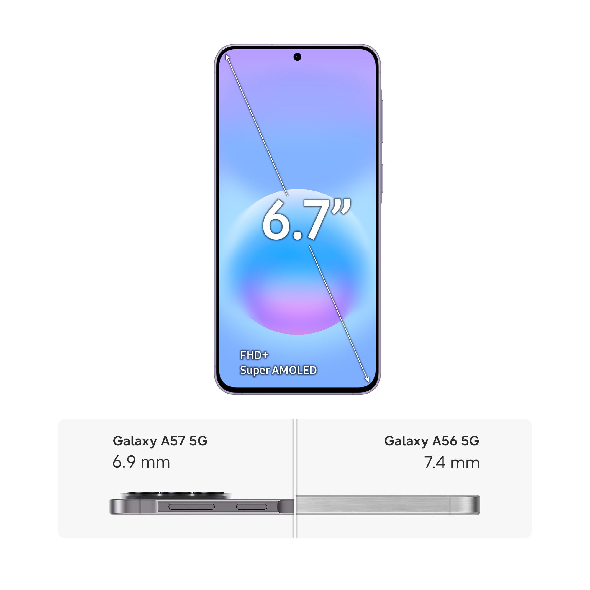 Samsung Galaxy A57 5G, Smartphone Android 5G avec l'IA Accessible à Tous, 128 Go, RAM 8 Go, Chargeur Secteur Rapide 25W Inclus, Smartphone déverrouillé, Lavande, Version FR